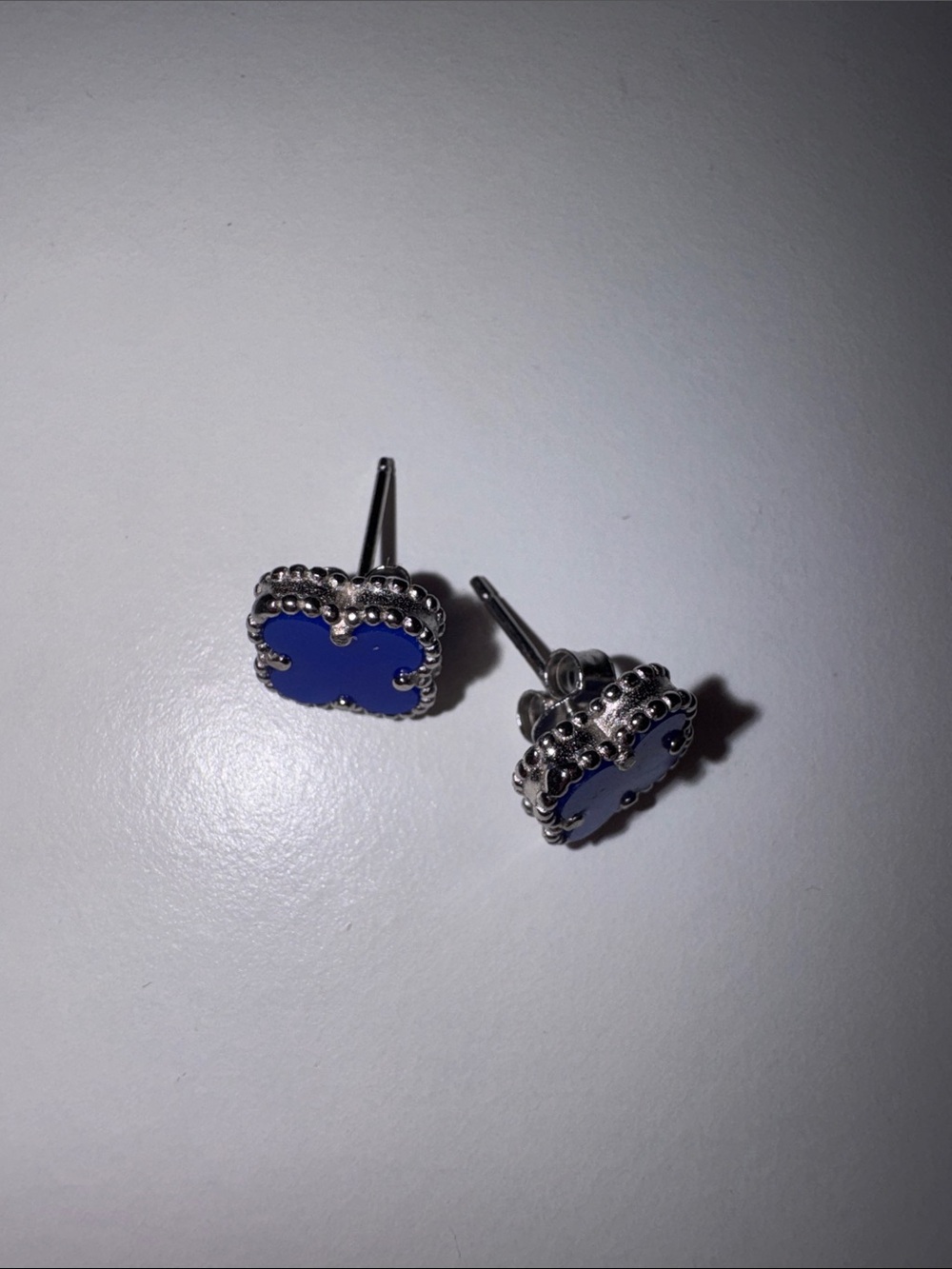 Silver 925 ROYAL BLUE CLOVERS NWT!💙